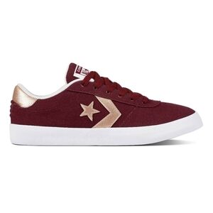 The Converse All Star Point Star Low Top Burgundy Sneakers with Gold Star Logo